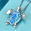 Steel Fun Jewelry Sea Turtle Animal Pendant Female Blue Crystal Wedding Jewelry Charms Necklace For Women Neck Chain Accessories