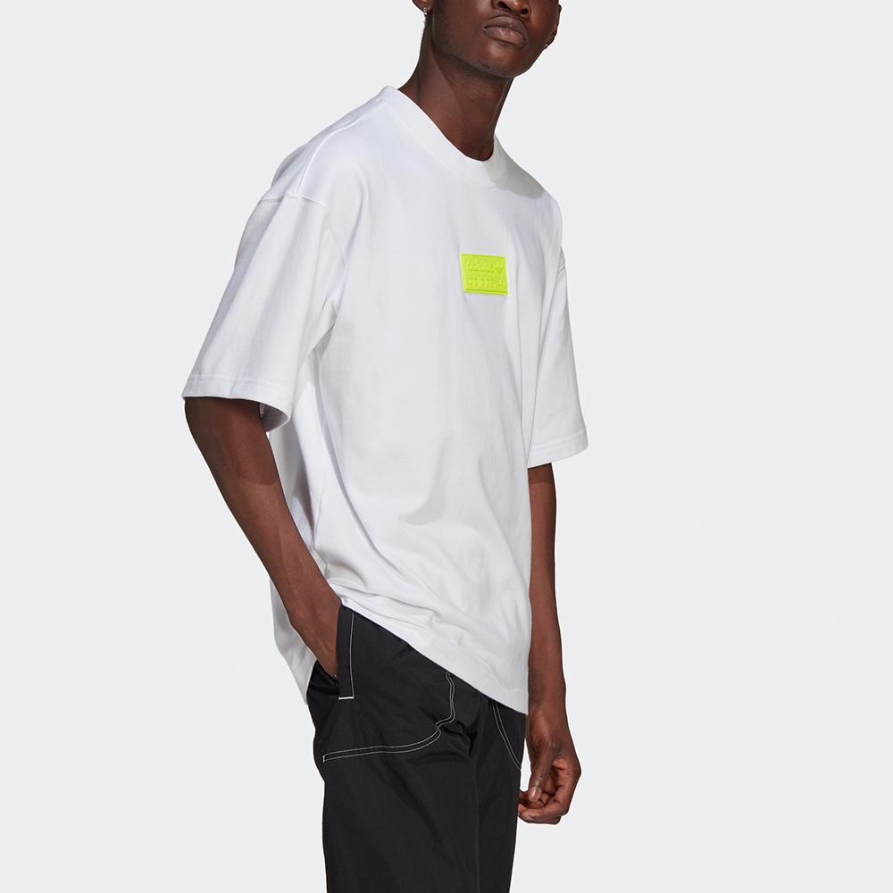 Adidas Originals Trefoil Oversized Silicon Logo Crew Neck Sport Short Sleeve T-Shirt Men Tops White GN8050