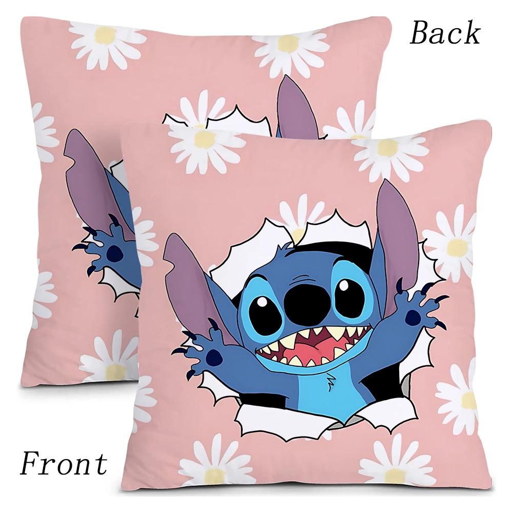 Hot Cartoon Anime S-Stitchs Pillow Covers Cartoon Sofa Decorative Home Double-Sided Printing Short Plush Cute Cushion Cover