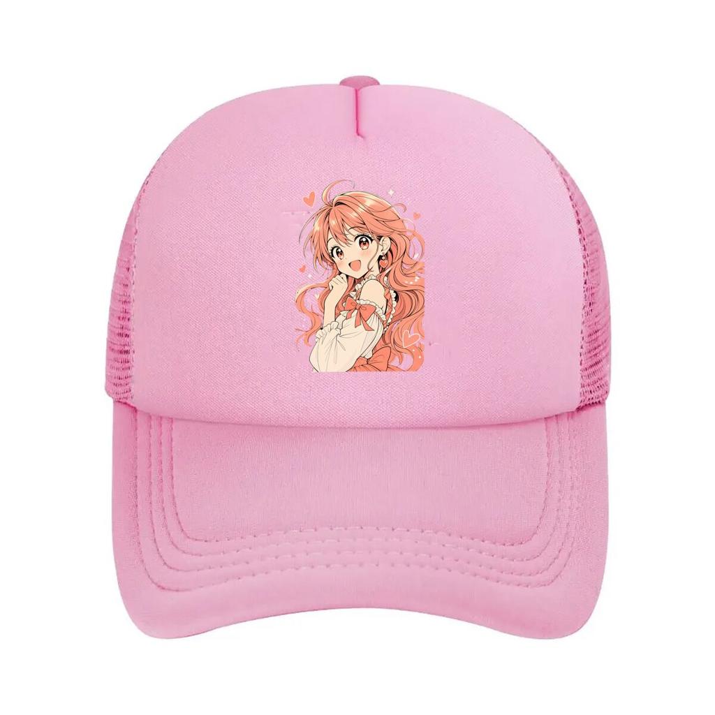 Playful Blushing Unisexga Girl Pop Port Mesh Baseball Cap Polyester Forward Observations Hat Adjustable Golf Hat Summer