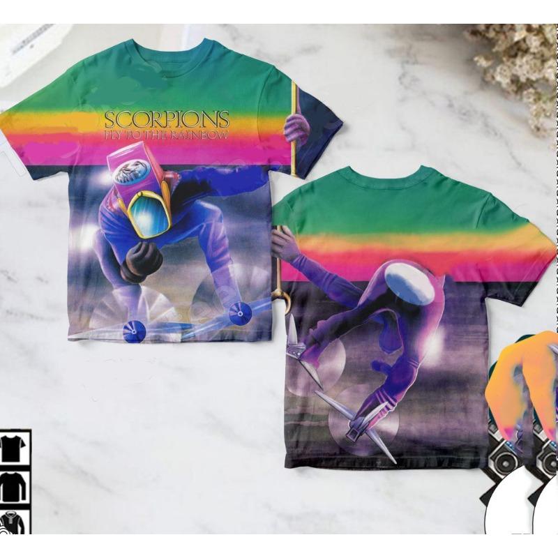 Neues Klassisches Scorpions Rockband 3D Druck T-Shirts Herren Damen Hip Hop Kurzarm T-Shirt Sommer Übergroß Streetwear Oberteile