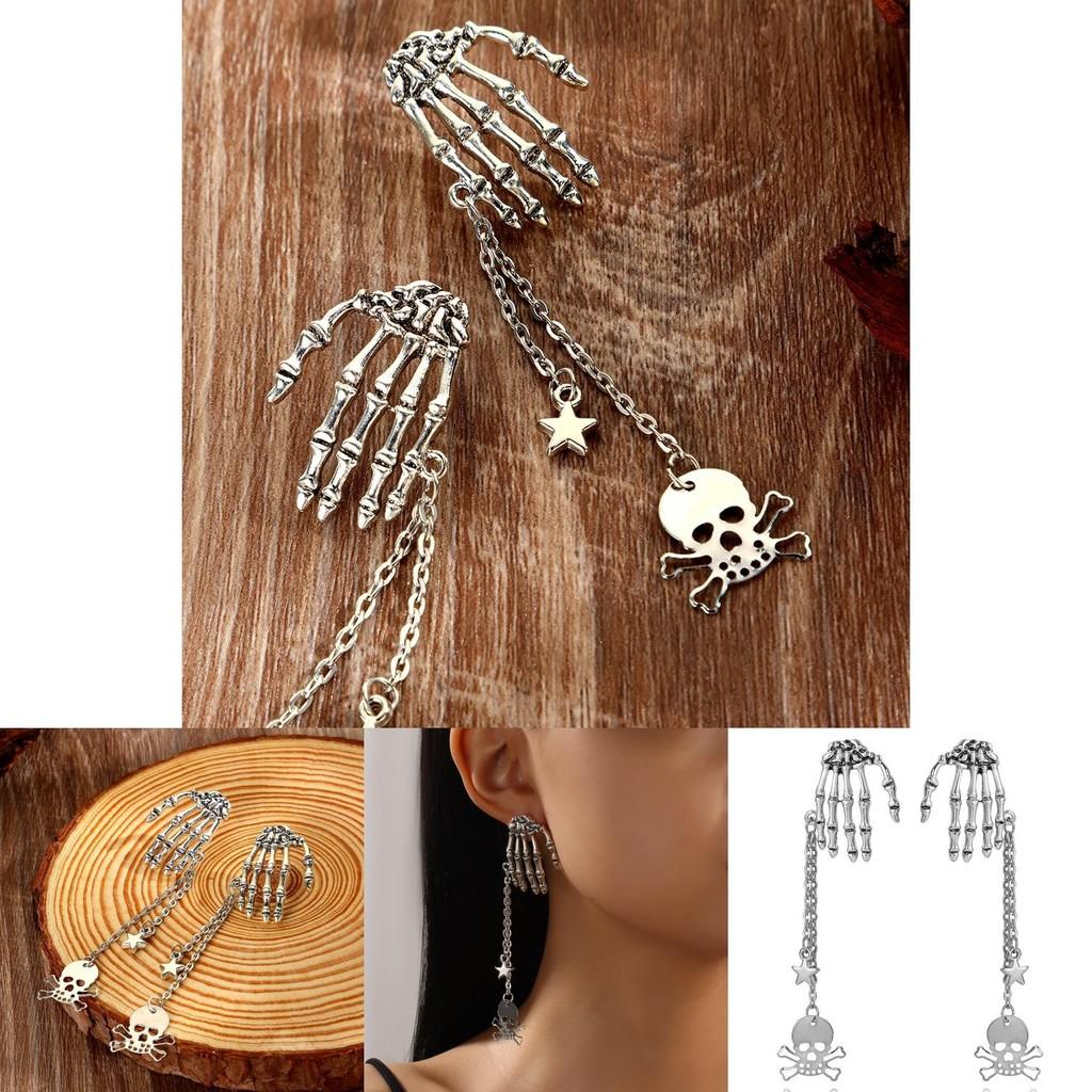 Halloween Skull Pendant Earrings With Goth Punk Style For Women