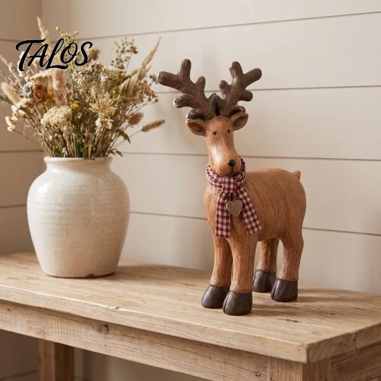 Small Wildlife Sculptures for Shelves Rustic Elk Ornament, Handcrafted Resin Deer Figurine, Decorative Figurines Home Decor Sculpture Countryside
