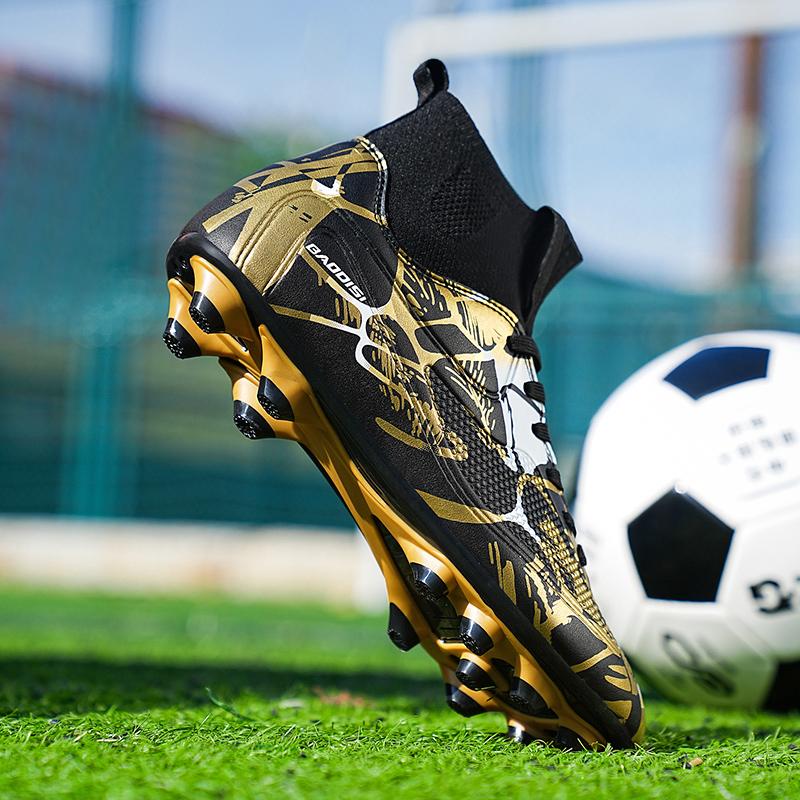 32-46 Herr-/Barnstorlek Stor Liten Utomhus Fotbollsskor Långa Dubbar Halkresistenta Konstläderöverdel Femmannafotbollssneakers