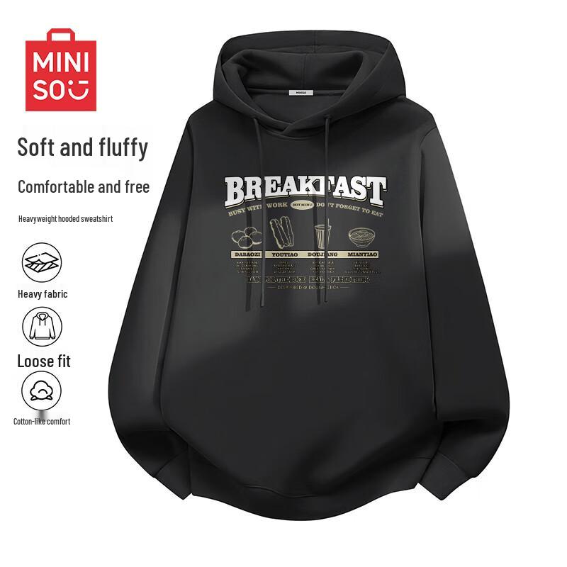 

MINISO Men s Heavyweight Hooded Sweatshirt L
