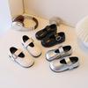 Girls' Black Leather Shoes, Comfortable for Spring and Autumn, New French-style Round-toe Flat-soled Fashionable Simple Princess Shoes