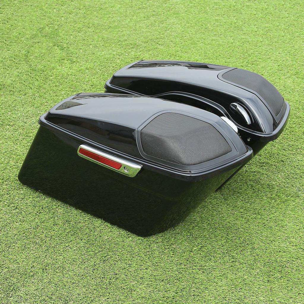 Motorcycle Hard Saddle Bags 5x7" Speaker Lid For Harley Touring Road King Street Glide 2014-2024