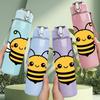 1PC Little Bee Insect Cartoon Print 750ml Color Plastic Sports Water Bottle Leakproof Flip Straw Lid Suitable for Sports Office Home Use
