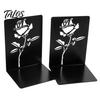 Compact Bookend 2PCS Metal Bookends, L-Shaped Reinforced Support Book Holder, with Non-Slip Large Capacity Holder Pads, Hollow Floral Design