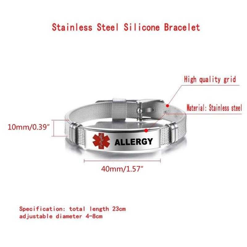 Stainless Steel Medical Alarm Bracelets Adjustable Wristband Emergency Medical Bracelets Medical Alert IDs Bracelet