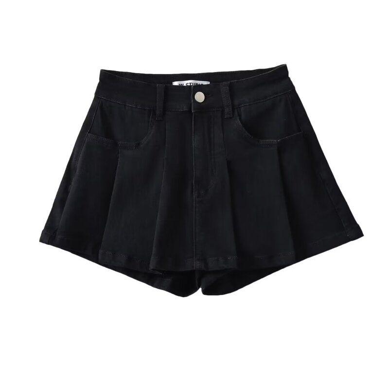 Fashion Style 2023 New Arrival Women's Clothing Stylish Slim Looking Easiest for Match Casual High Waist Stretch Pleated Denim Skirted Leggings