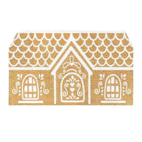 Christmas Entrance Rug Gingerbread House Floor Mat Dirt Scrubber Washable Vintage Holiday Doormat with Non-Slip Backing for Front Door Entryway Porch