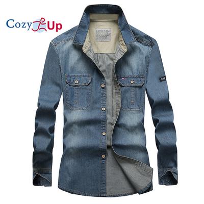 Cozy Up Mens Denim Shirt Button Down Long Sleeve Casual Slim Fit Shirts