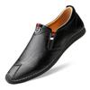 Harajuku Peas Shoes Breathable Genuine Leather Men Big Size Flat Loafers Moccasins Walking Driving Outdoor Travel Soft Shoes