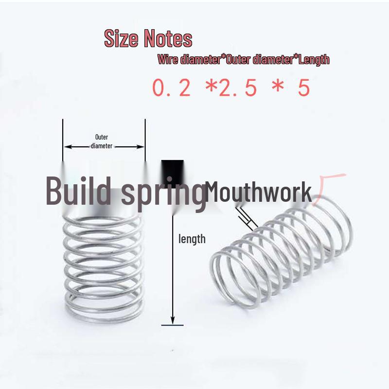 304 Stainless Steel Compression Spring, 0.5mm Wire, OD Options: 3-10mm