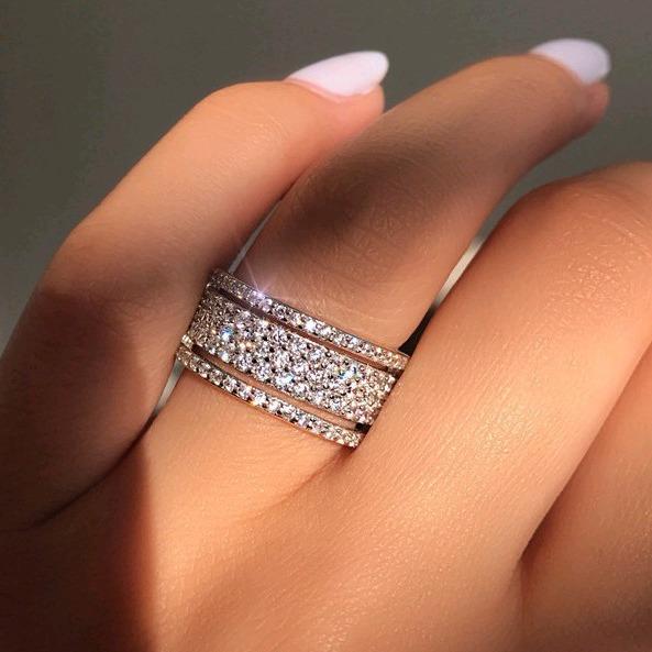 Longrui Cross-border Hot-selling Creative Wheel Micro-inlaid Diamond Ring Women's European and American Bridal Party Wedding Hand Jewelry