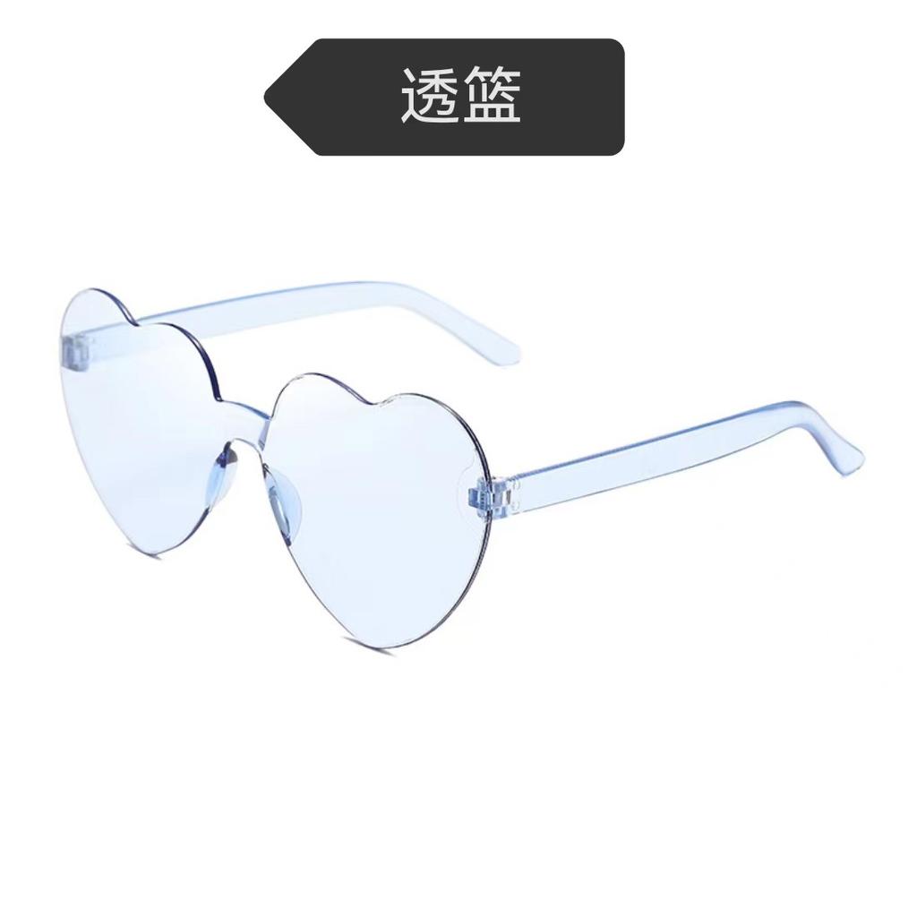 Peach Heart Sunglasses Love Glasses Trend Frameless One-Piece Marine Film Dazzling Color Sunglasses