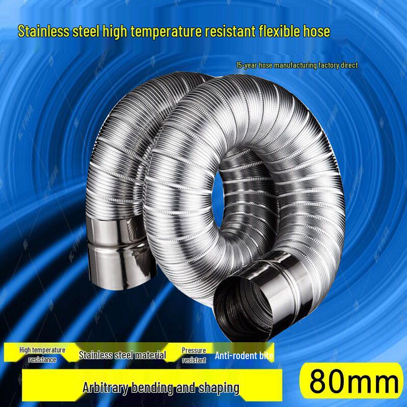 1.5m Stainless Steel High-Temperature Resistant Corrugated Flexible Exhaust Hose for Heaters and Gas.