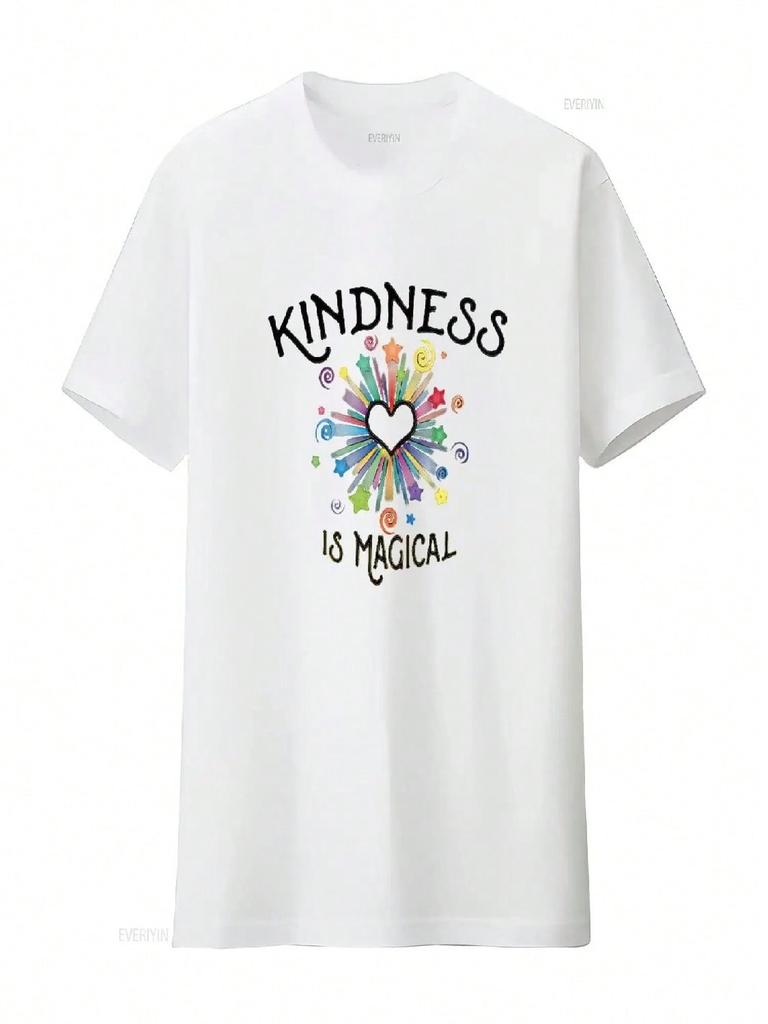 KINDNESS Is Magical Motivational Positive Message Wounisexs T Shirt White Medium Vintage Washed Casual Designer Clothes Homme