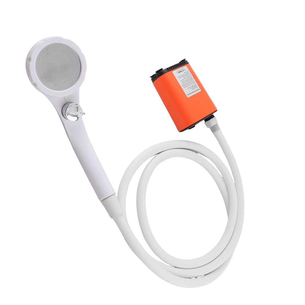 Przenośny Prysznic Elektryczny Kempingowy z 3 Ustawieniami Strumienia Wody Bezprzewodowa Pompa Prysznicowa Zewnętrzna z Rurą 5,9 stopy Kąt Stojak dla Tr