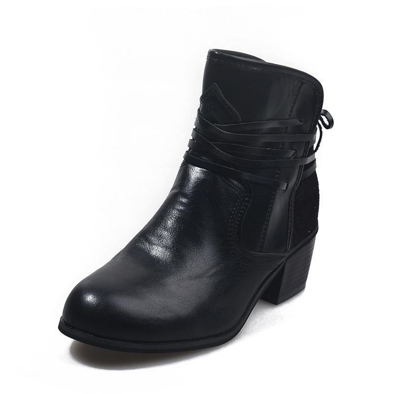Autumn/Winter 2021 Plus Size Color Block Chunky Heel Women's Fashion Shoes