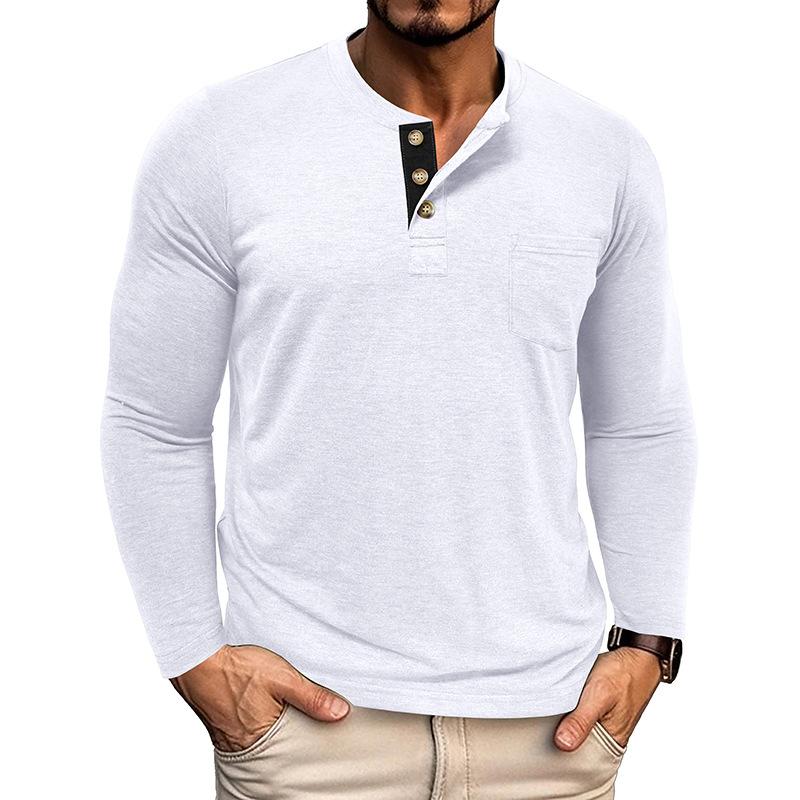 Men S Casual Long Sleeve Color Block Henley T Shirt