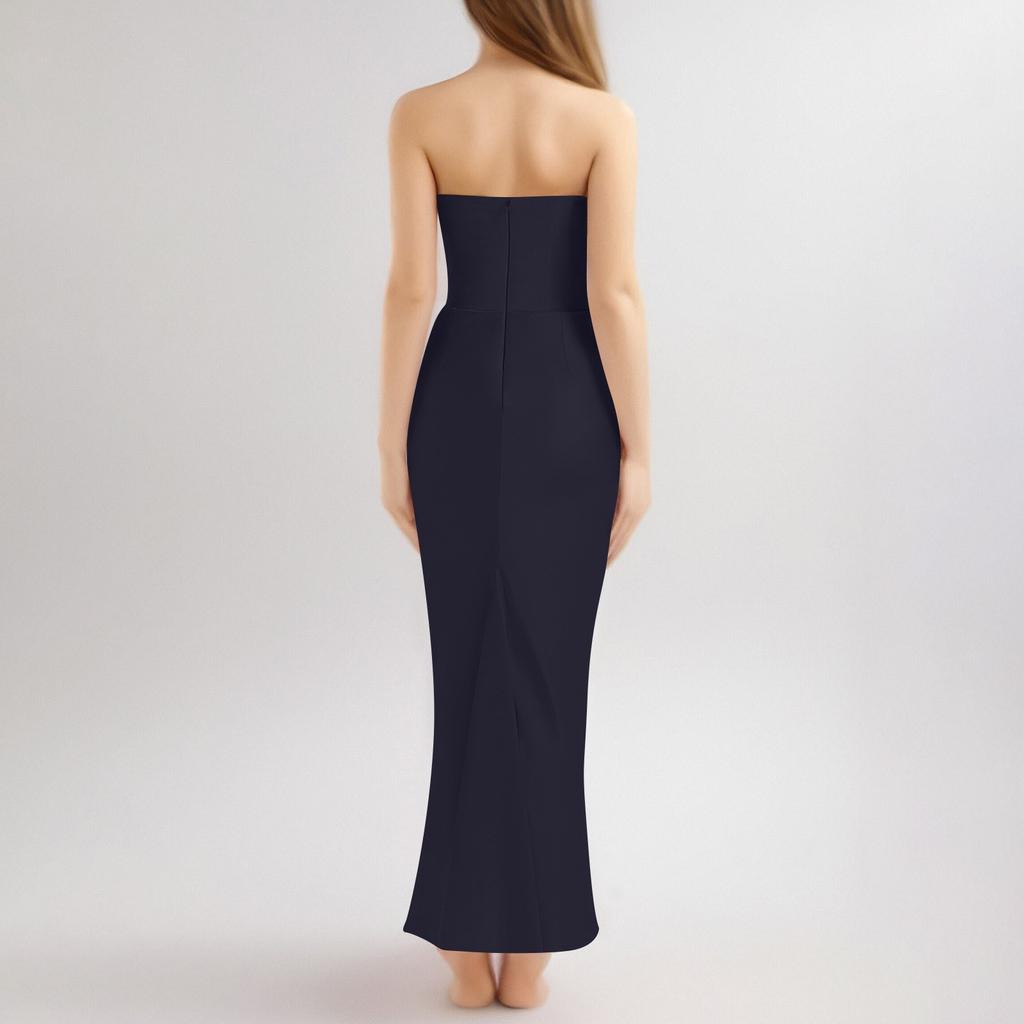 Ladies Summer Temperament With Breast Fish Sexy Slim Fishtail Fishtail Skirt Long Solid Color Dress