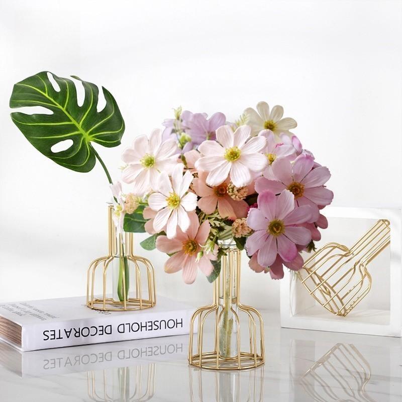 Small Fresh Natural Wind Simulation Flower Daisy Princess Persimmon Home Decoration Flower Arrangement Ornaments  Arrangements Photography Props