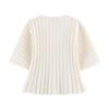 2026 Spring European & American Style Women's Puff Sleeve Ribbed Knit Top