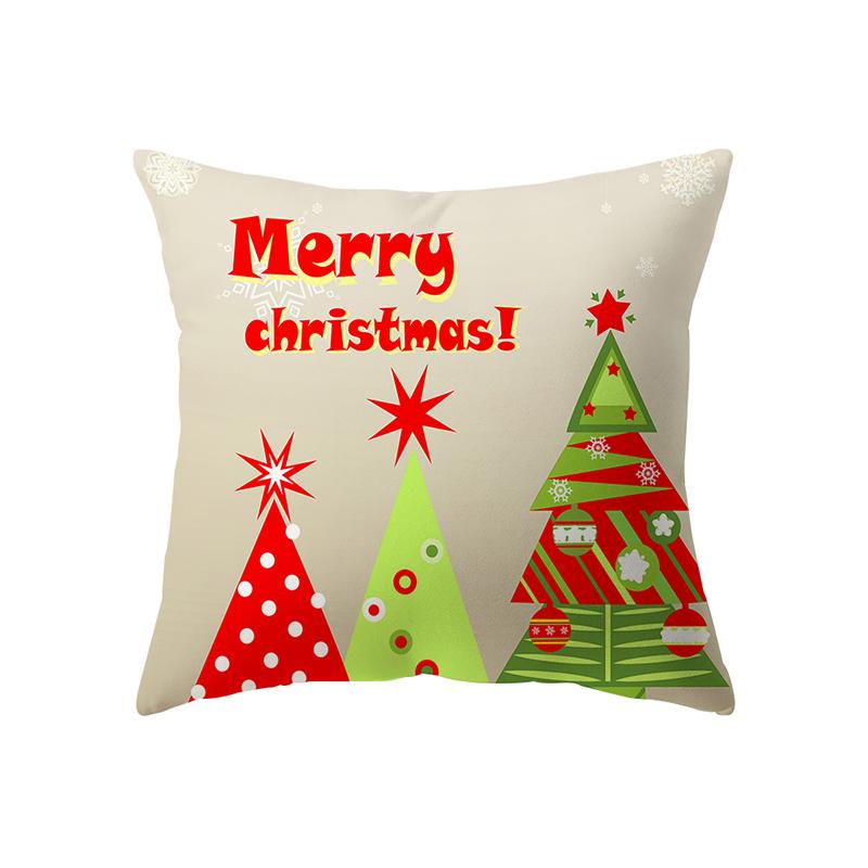 Merry Christmas Cute Santa Elk Print Pattern Cushion Cover Home Living Room Sofa Decoration Square Pillow Pillow Cover