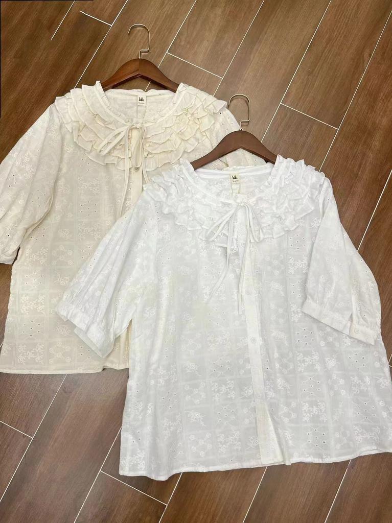 Tree Linli 1116 Summer New Women's Lapel Japanese Cotton Shirt Loose Shirt Versatile Top Literary Style Mori