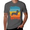 Dandie Dinmont Terrier Distressed Vintage Retro Silhouette TShirt Basic Crew Neck Short Sleeve Top