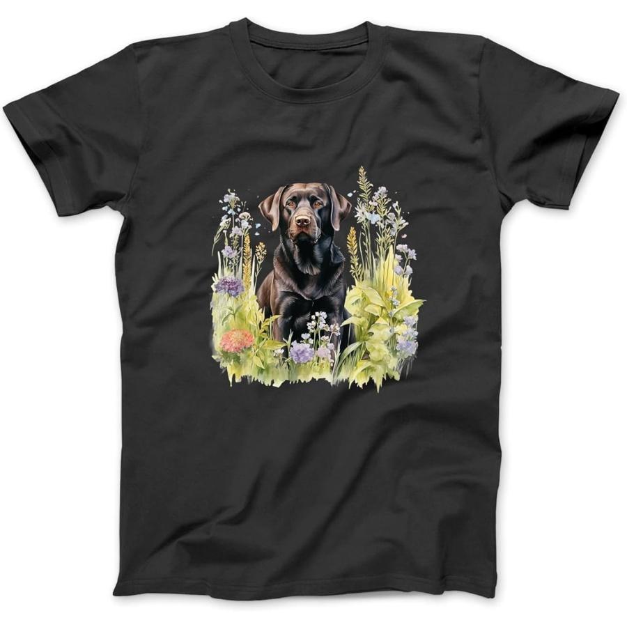 Floral Wildflower Dog Black Labrador Retriever T-Shirt, Sweatshirt, Hoodie for Men Women Kids Made in Canada S