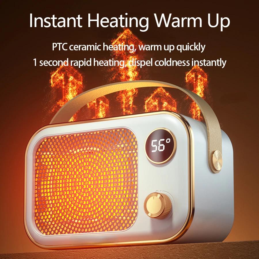 2025 New 1200W Portable Electric Heater Home Warmer Space Heater Portable With LED Display Screen PTC Ceramic Heating for Home