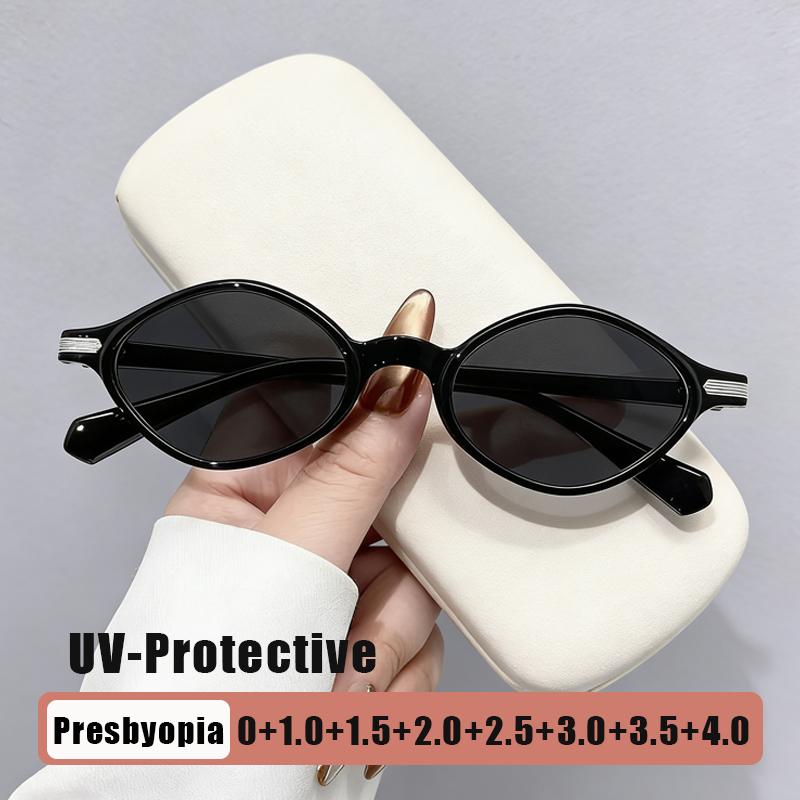 Retro oválné rámečky Brýle proti presbyopii Módní personalizované Venkovní UV ochranné čtecí brýle Dioptrie 0 až +4,0