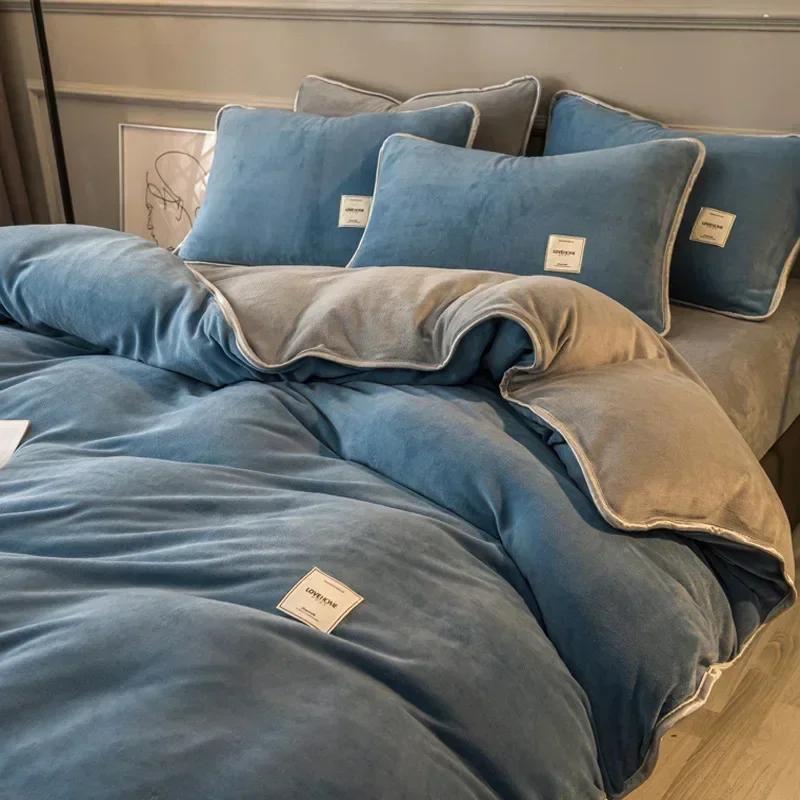 New Winter Coral Velvet Warm Sheets Soft Plush Pillowcases Flannel Sheets Bedding for Home Use