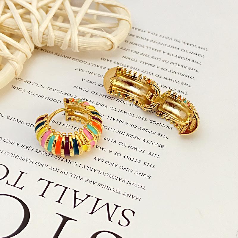 Elegante Retro Drip Oil Dopamin Ohrringe: Bunte & vielseitige Kreis-Ohrclips für einen luxuriösen Touch