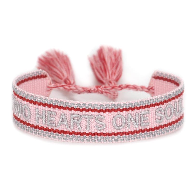 European & American Cross-border Embroidery Bracelet | Handmade Tassel & Letter Logo