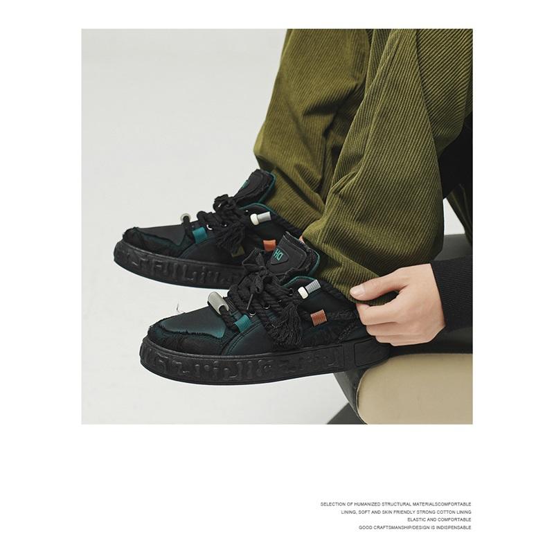 Sneakers Patchwork di Jeans Scarpe Casual con Lacci e Plateau