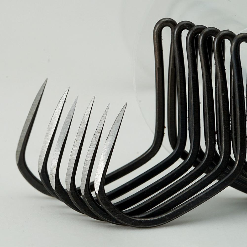 10pcs High Carbon Steel Fishing Hook Grind Double Anchor Hooks Butterfly Hook  Deep Ocean Fishing