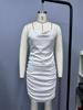 European & American Spring 2026 Faux Silk Satin Dress - Sexy Spicy Girl Style Women's Short Skirt
