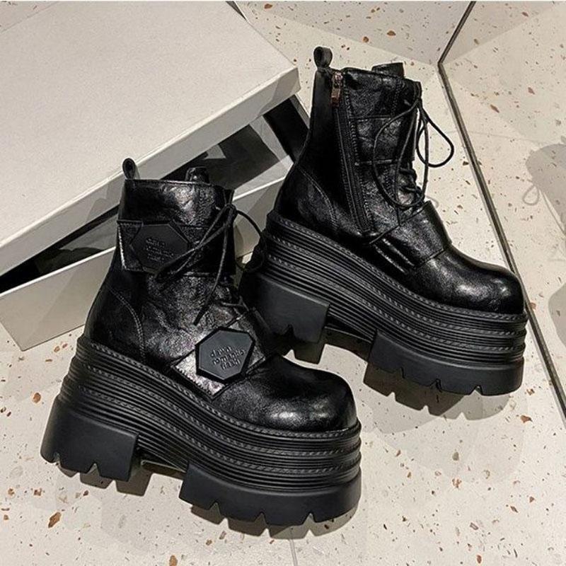 Fashion 2025 New Women's Heighten Design Short Boots Gothic Shoes Street Fashion Lady Rock Boots Platform Punk Style Women Shoes British Style White