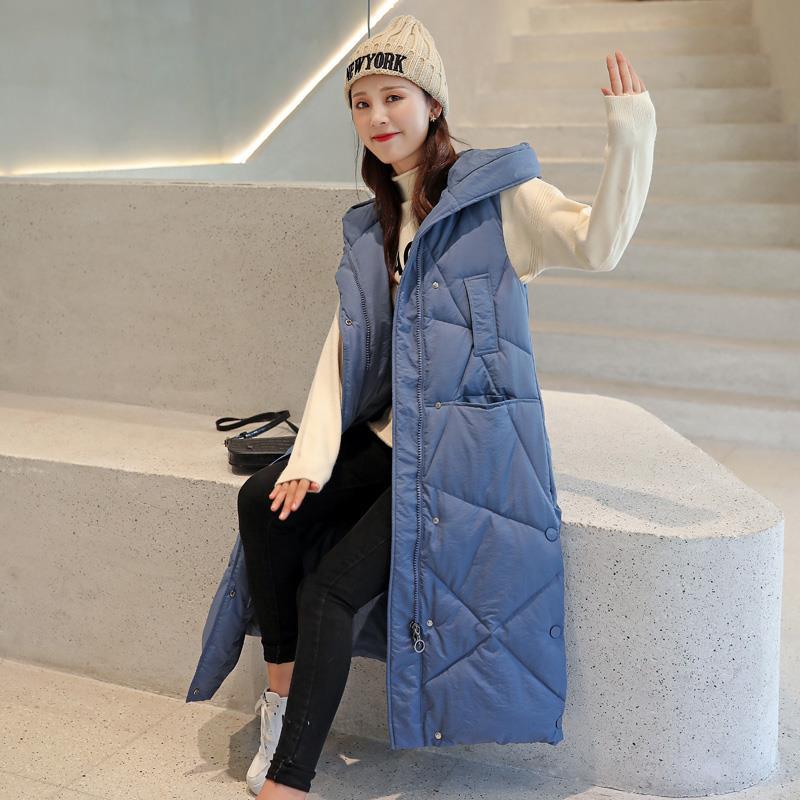 Over-knee cotton vest women's loose autumn and winter new large size down cotton outer wear vest vest trendy coat