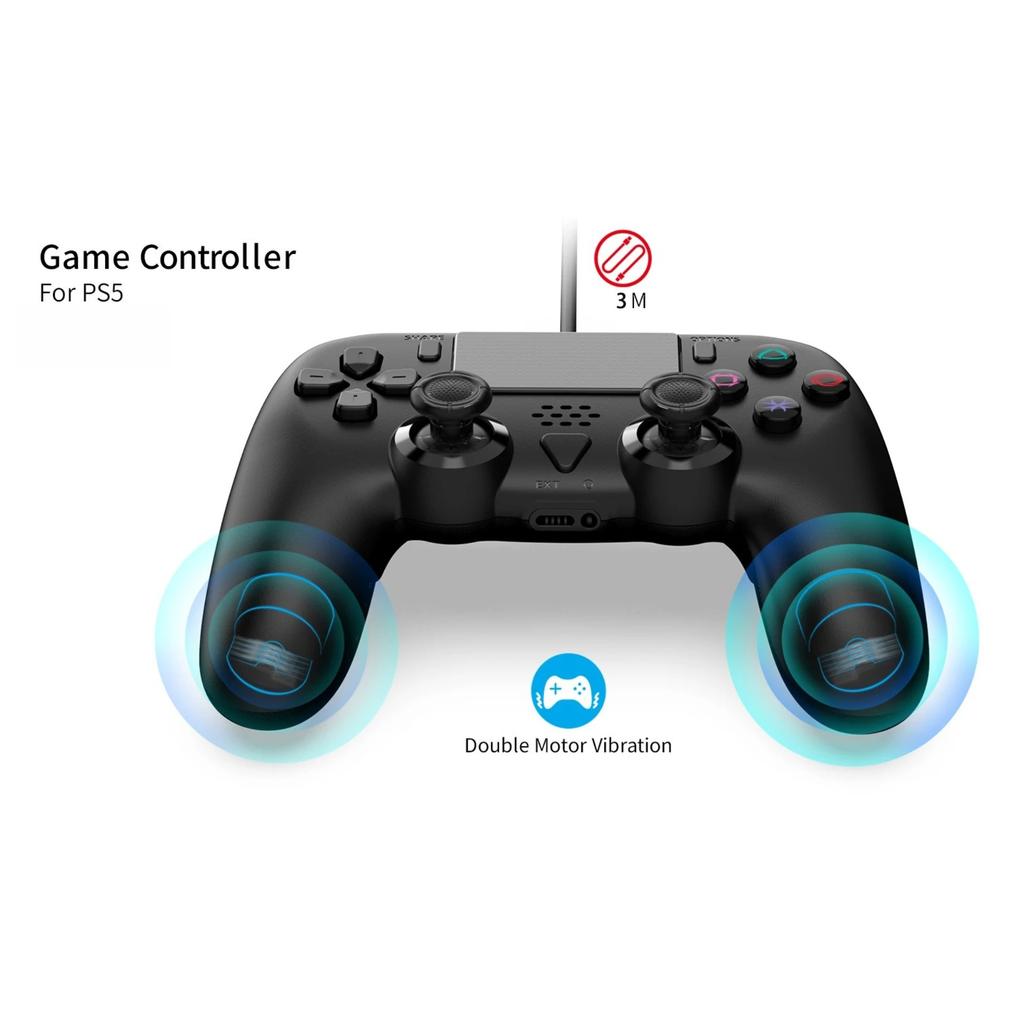 Newly 3M Wired Gamepad for PS5&PS5 Slim Console,Supports Programming Function with Asymmetric Dual Motor Vibration Function