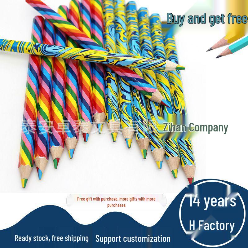 In-Stock Large Barrel 4-in-1 Rainbow Magic Colored Pencils with Thick Core.