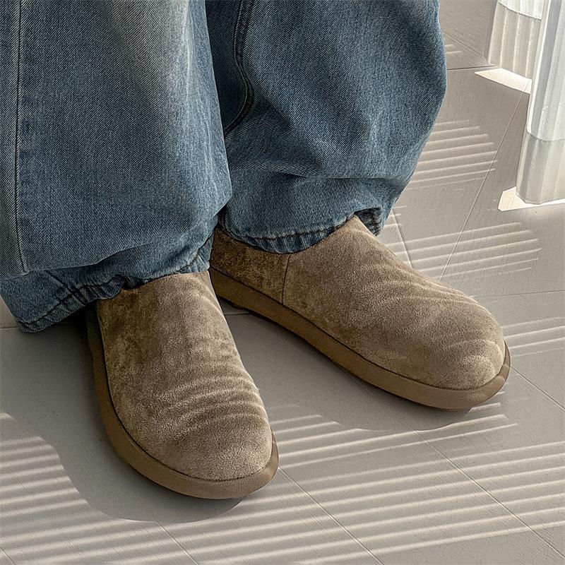 2025 Men's Lazy Mule Slippers Suede Leather Backless Loafers Open-Toe Comfortable Indoor/Outdoor Non-Slip Semi-Drag Casual Shoes