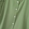 ZANZEA Women Casual Square Collar Solid Color Loose Half Sleeve Blouse