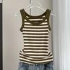 Canottiera a Righe Bianche e Nere in Cotone Modal Intimo per Completi Versatile Quotidiano Elastico Aderente Strato Base Tessuto Morbido Capo Interno ed Esterno