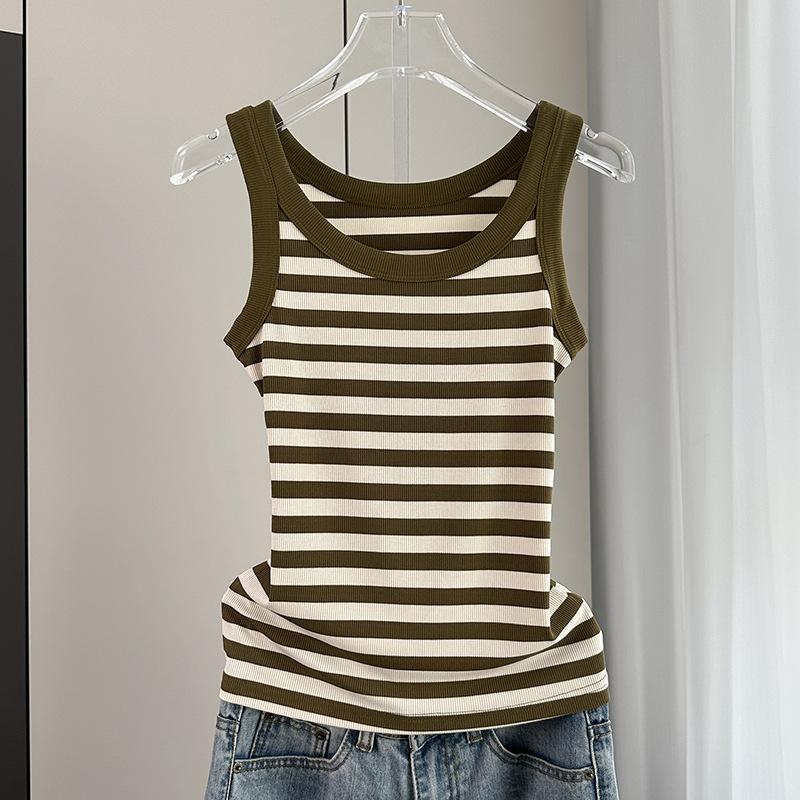 Canottiera a Righe Bianche e Nere in Cotone Modal Intimo per Completi Versatile Quotidiano Elastico Aderente Strato Base Tessuto Morbido Capo Interno ed Esterno