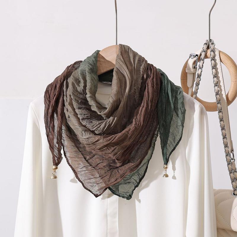 Women Scarf for Women Fashion Square Scarf Bohemian With Magnetic Buckle Casual Long Pleated Outings